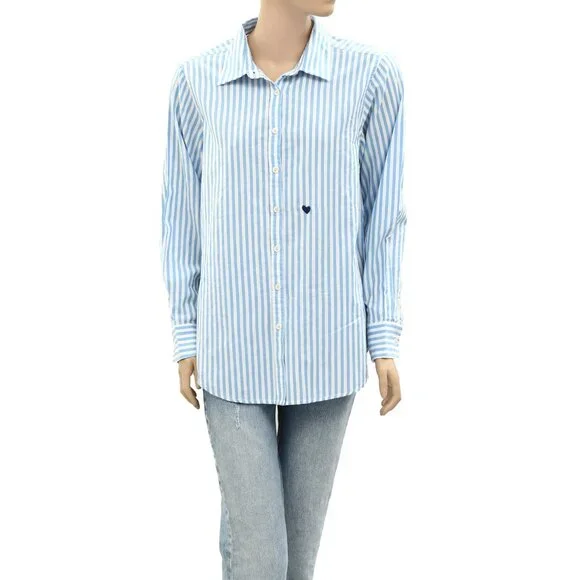 Kerri Rosenthal Mia Cabana Striped Shirt Tunic Top Buttondown Cotton XS 275522